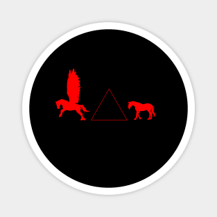 horses and triangular prism (red) Magnet